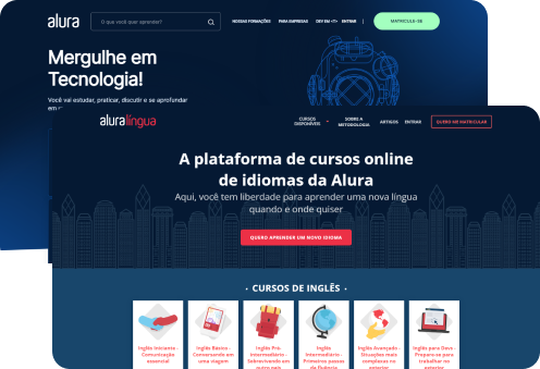 tela da alura plus e do alura lingua